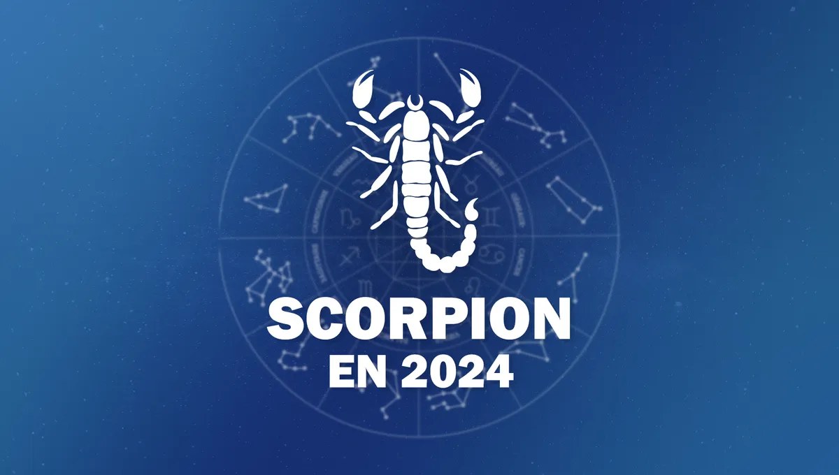 Symbole du signe du Scorpion entouré d'étoiles, illustration de l'horoscope Scorpion