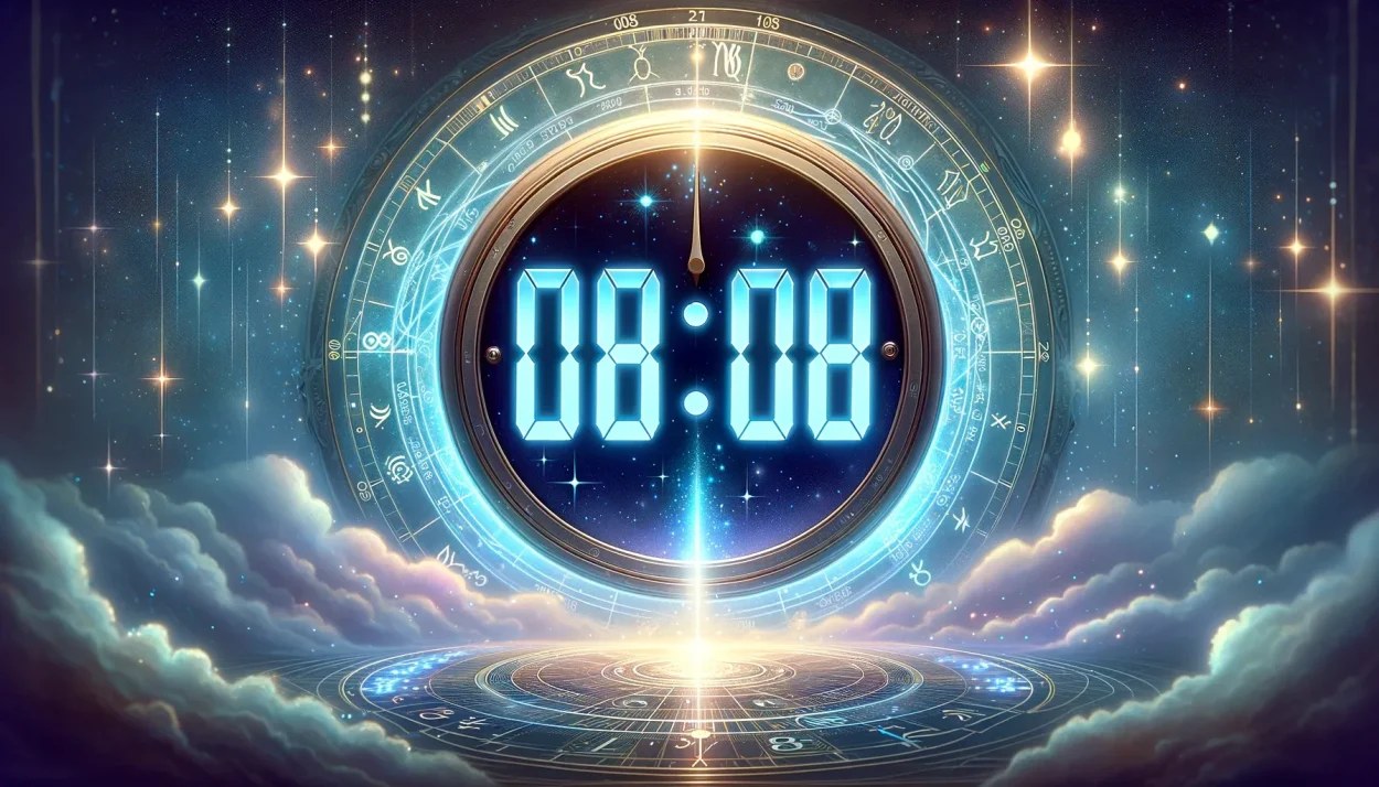 Réveil affichant 08h08 sur une table de nuit, illustration de l'heure miroir 08h08 et de sa signification