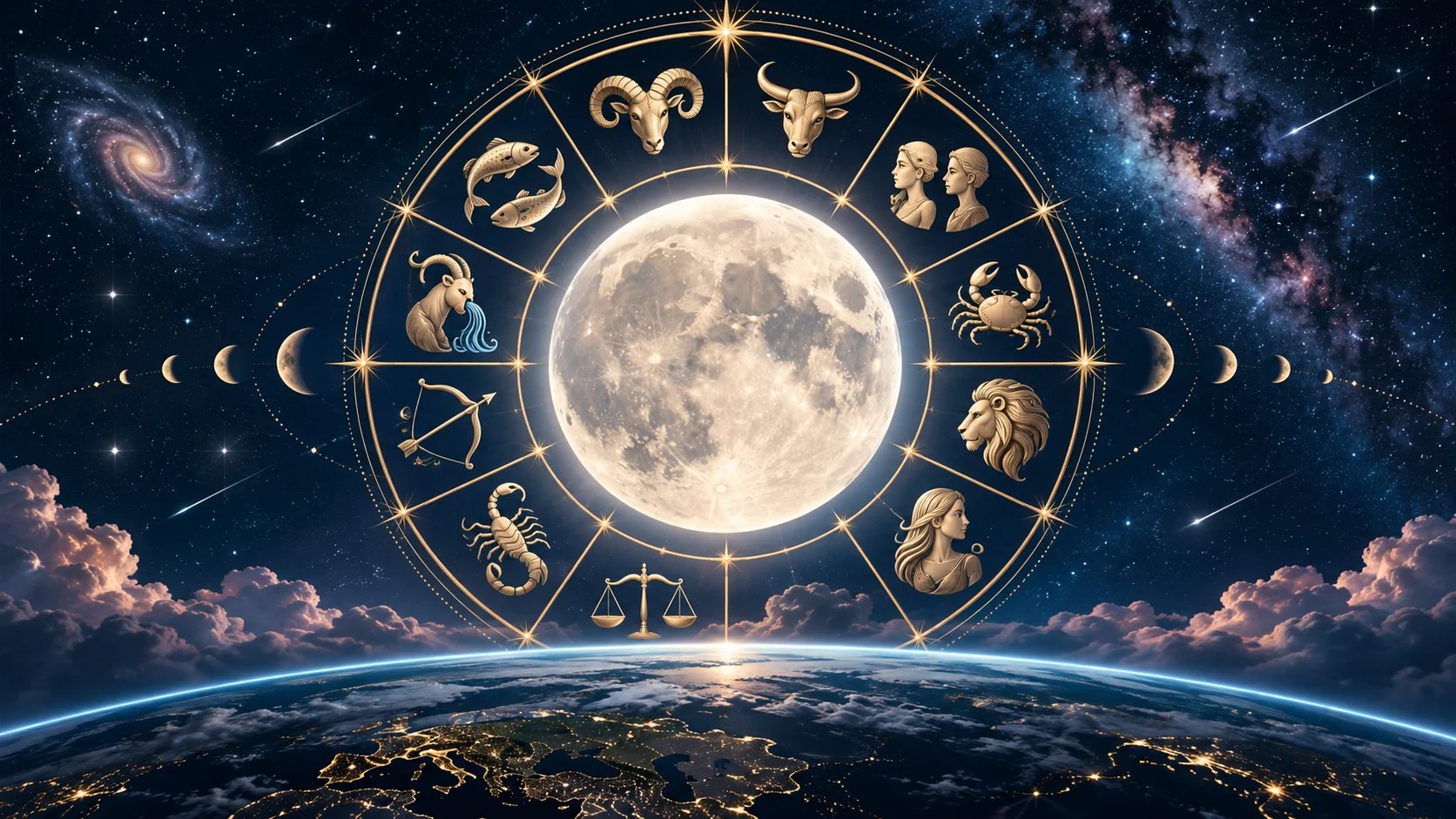 Carte du ciel illustrant le signe lunaire dans un thème astral